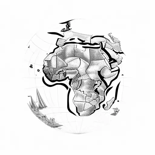 Continent of africa dipicted as the head of an Empress. With inscription "For I know the thoughts that I think toward yo tattoo design idea