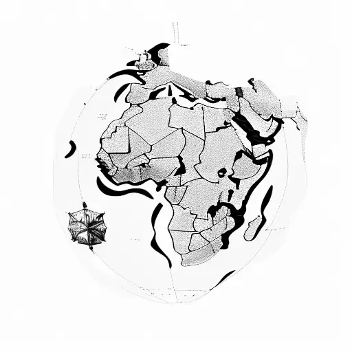 Continent of africa dipicted as the head of an Empress. With inscription "For I know the thoughts that I think toward yo tattoo design idea