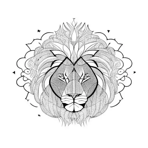 half lion and half sun tattoo design idea