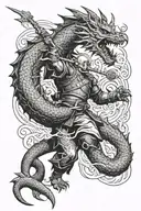 Samuria fighting a dragon tattoo design idea
