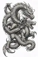 Samuria fighting a dragon tattoo design idea