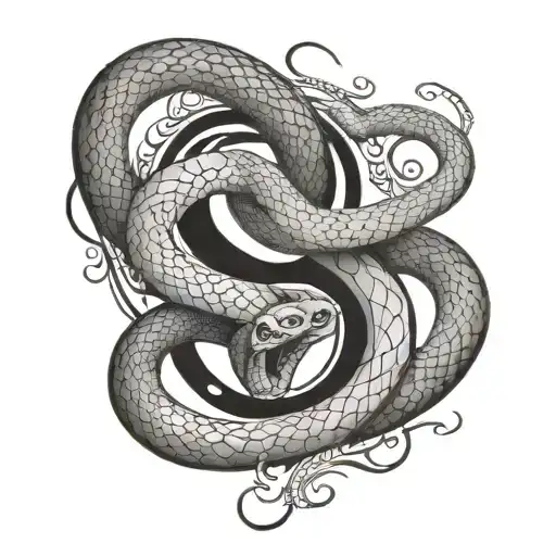 snake eating infinity creating an yin yang   tattoo design idea