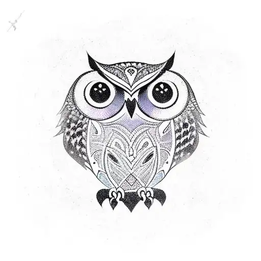 tribal owl with mandala in background forearm tattoo design idea
