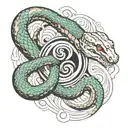 snake eating infinity creating an yin yang   tattoo design idea