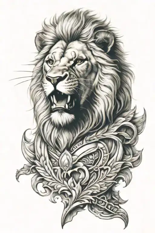 Warrior Lion head tattoo design idea