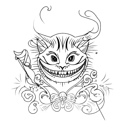 Cheshire cat tattoo design idea