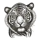 the tiger climbs and turns its head and tail tattoo design idea