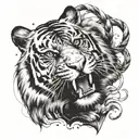 the tiger climbs and turns its head and tail tattoo design idea