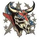 bull skull with confederate flag intertwined tattoo design idea