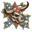 bull skull with confederate flag intertwined tattoo design idea
