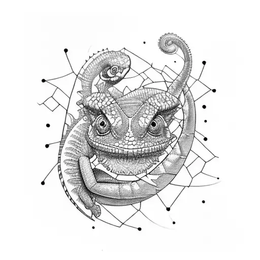 chameleon on impossible triangle  tattoo design idea