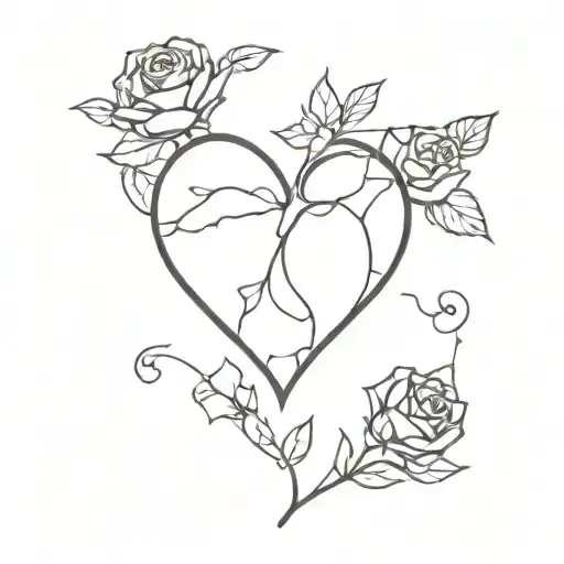 A traditional, non-realistic heart with less feminine roses or other floral elements tattoo design idea