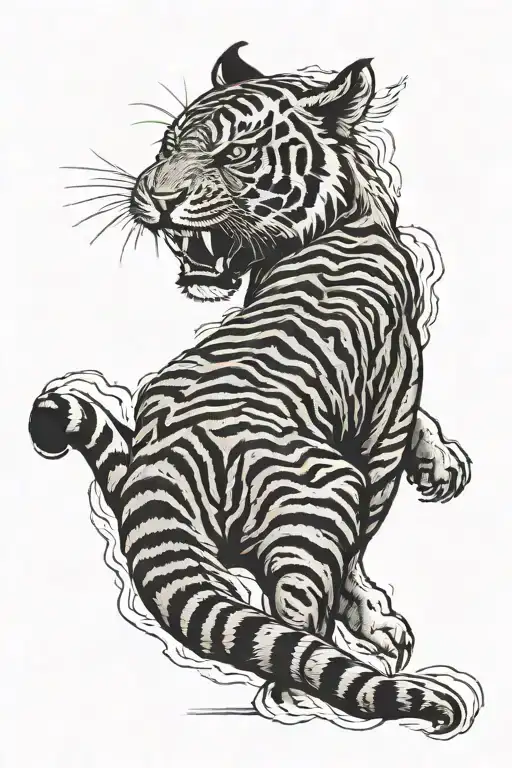 tiger walking tattoo design idea