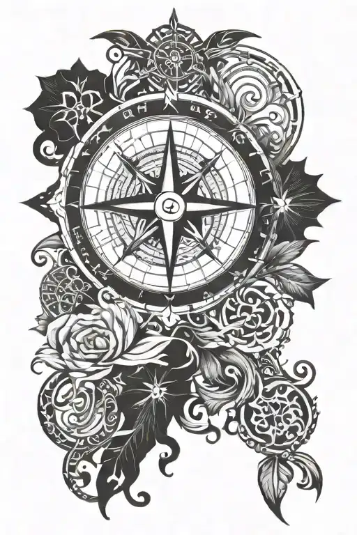 Nordic compass tattoo design idea