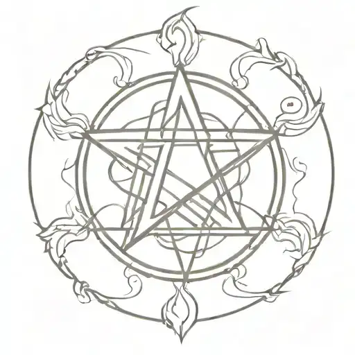Pentagram with a circle of flames around it.  tattoo design idea