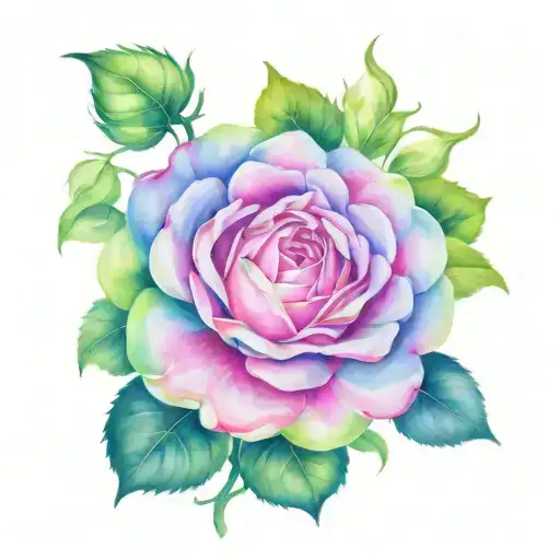 smerald Garden rose intertwined tattoo design idea