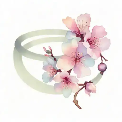 cherry blossom bracelet tattoo design idea