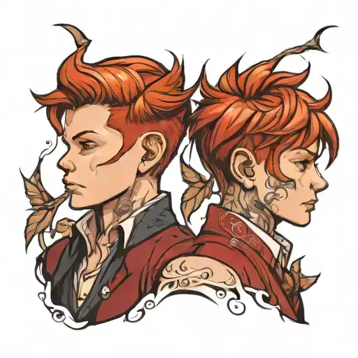red haired twin boys tattoo design idea