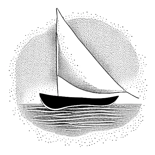 boat with a furled sail at rest in a harbor tattoo design idea