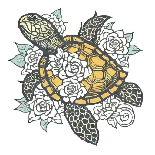 turtle and flower anklet bracelet tattoo inspired tattoo  tattoo design idea