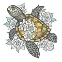 turtle and flower anklet bracelet tattoo inspired tattoo  tattoo design idea