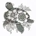 turtle and flower anklet bracelet tattoo inspired tattoo  tattoo design idea