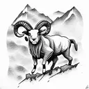 ram climbing mountain  tattoo design idea