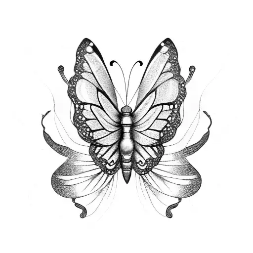 butterfly with golden ratio wings tattoo design idea