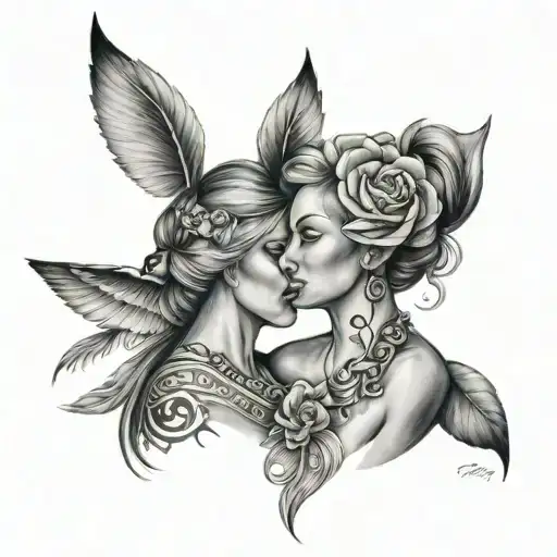 mother and daughter tattoo design idea