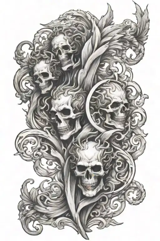 heaven and hell theme sleeve tattoo design idea