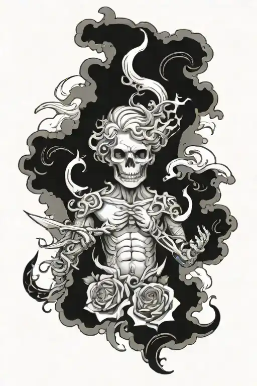 heaven and hell theme sleeve tattoo design idea