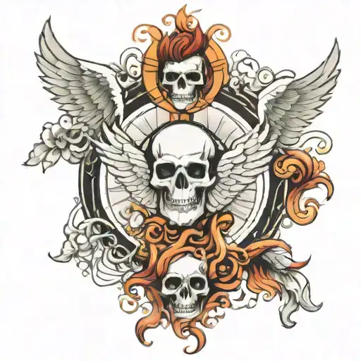 heaven and hell theme sleeve tattoo design idea