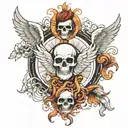 heaven and hell theme sleeve tattoo design idea