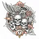 heaven and hell theme sleeve tattoo design idea