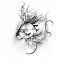 Christian fish, matthew 22:36-40 tattoo design idea