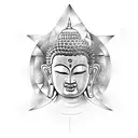 half face buddha  tattoo design idea