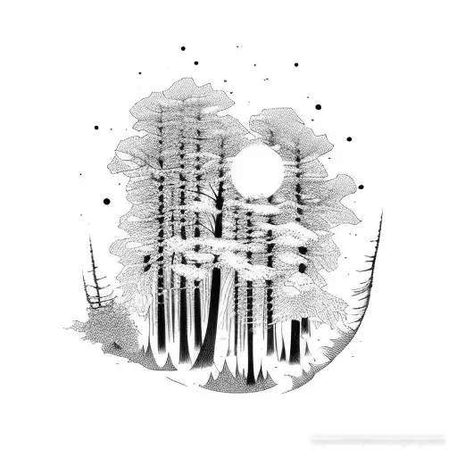 manga de bosque y aurora boreal  tattoo design idea