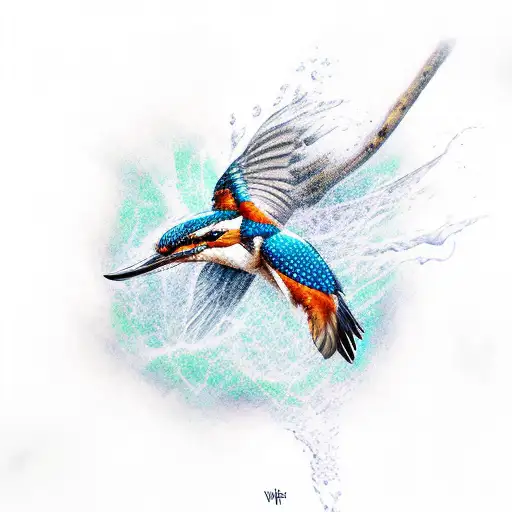 kingfisher flying  tattoo design idea