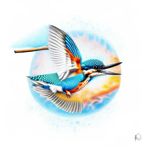 kingfisher flying  tattoo design idea