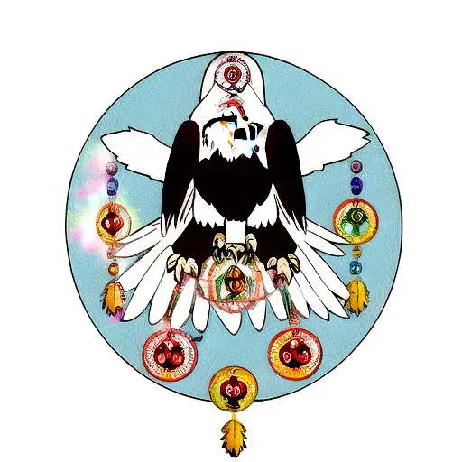 eagle with chakras  tattoo design idea