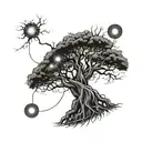 A tree with roots shaped like electrical wires, symbolizing the client's connection to nature and their profession as an electrician tattoo design idea