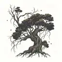 A tree with roots shaped like electrical wires, symbolizing the client's connection to nature and their profession as an electrician tattoo design idea