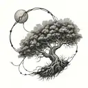 A tree with roots shaped like electrical wires, symbolizing the client's connection to nature and their profession as an electrician tattoo design idea