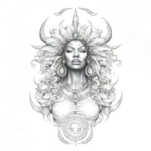 Afrocentric Capricorn woman  tattoo design idea