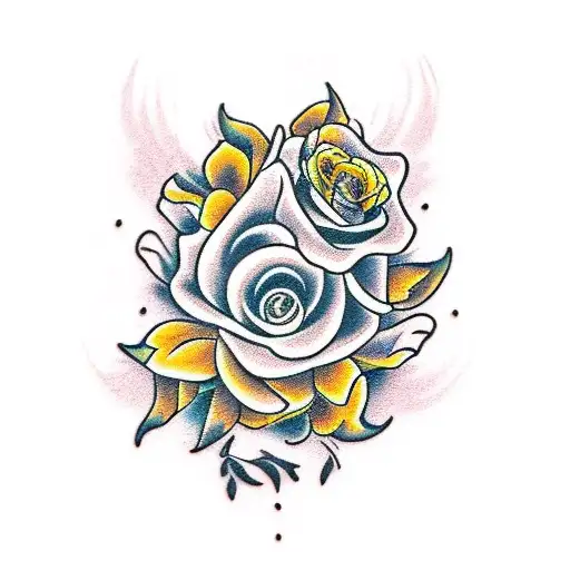 old school yellow rose tattoo