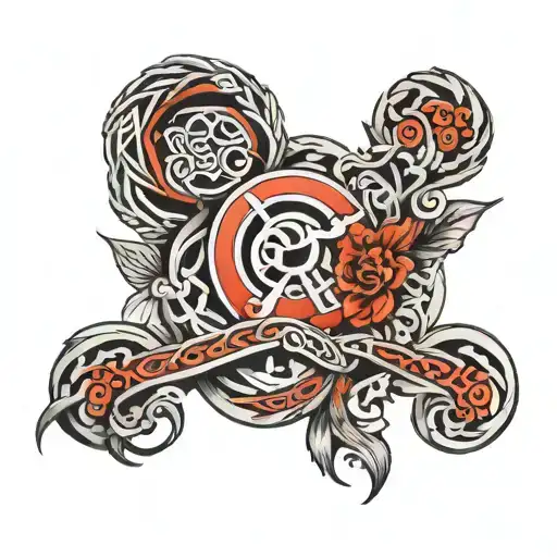 arm tattoo design that is 4 bands, Celtic, Greek, Maori and nature tattoo design idea