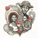mom dad son Haitian love heart tattoo design idea