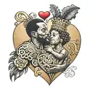 mom dad son Haitian love heart tattoo design idea