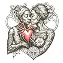 mom dad son Haitian love heart tattoo design idea
