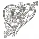 mom dad son Haitian love heart tattoo design idea